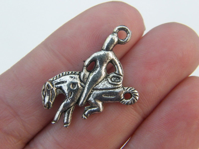BULK 30 Rodeo charms antique silver tone A584