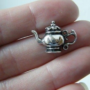 BULK 50 Teapot charms antique silver tone FD51