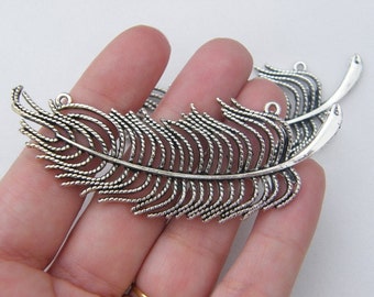 1 Feather connector pendant tibetan silver B237