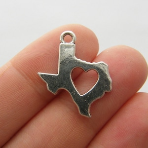 8 Texas Karte Charms antikes Silber Ton WT85