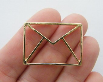 4 Envelope charms gold tone GC389
