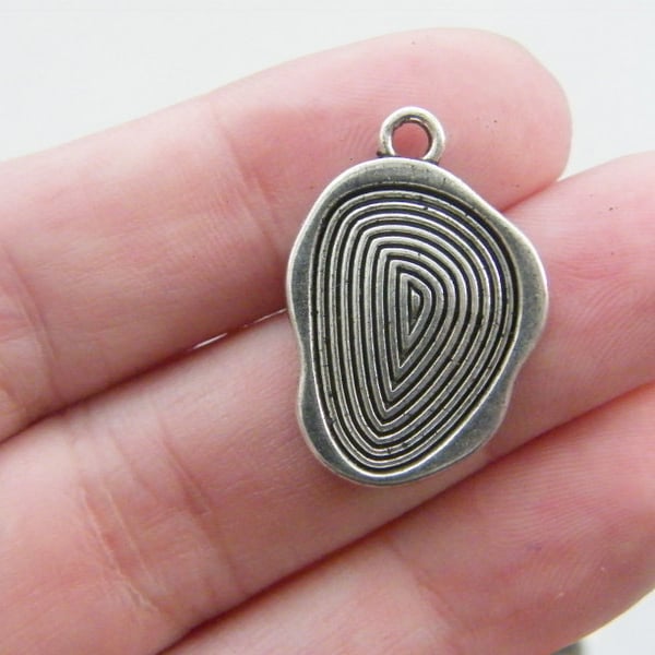 10 Fingerprint charms antique silver tone MD20