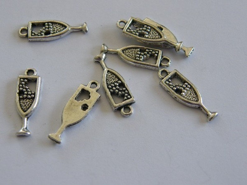 BULK 50 Sparkling wine glass charms antique silver tone FD2 Etsy