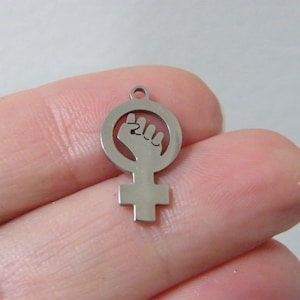 2 Feminism pendants stainless steel M164