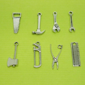 The Tool Charm Collection 8 different antique silver tone charms image 2