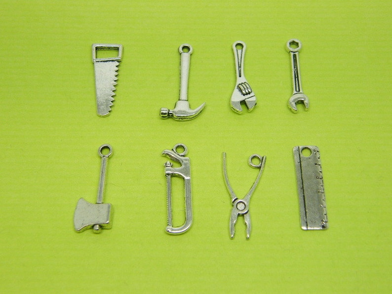 The Tool Charm Collection 8 different antique silver tone charms image 2