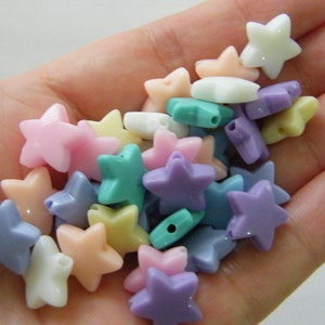 300 Star beads random mixed 14 x 14mm acrylic BB592