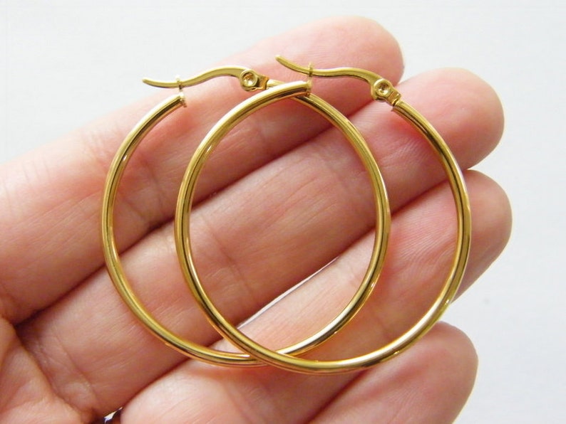 BULK 10 Golden Stainless Steel Earring Hoops FS07G Etsy