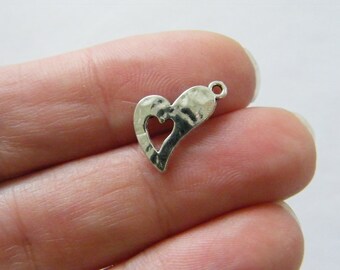 20 Tibet Silver Tone Alloy Heart Charm Pendant18X15mm