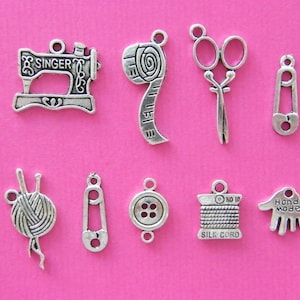 The Needlework Collection - 9  antique silver tone charms