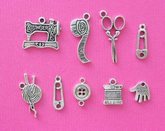 The Needlework Collection - 9  antique silver tone charms