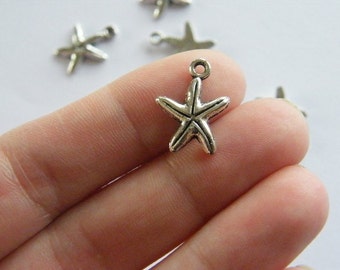 BULK 50 Starfish charms antique silver tone FF209