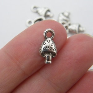 BULK 50 Mushroom charms antique silver tone L179 - SALE 50% OFF