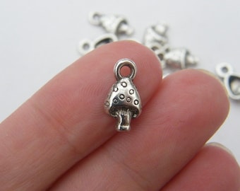 BULK 50 Mushroom charms antique silver tone L179 - SALE 50% OFF