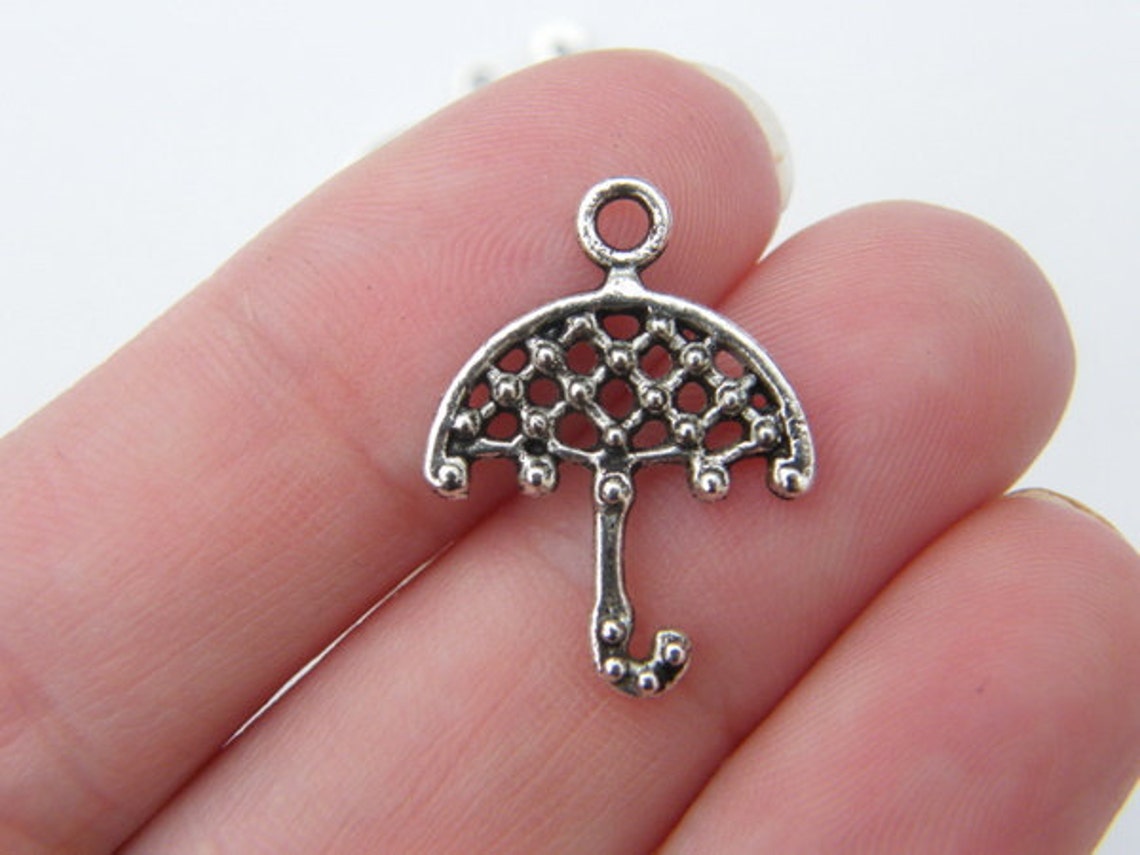 10 Umbrella Charms Antique Silver Tone CA125 Etsy