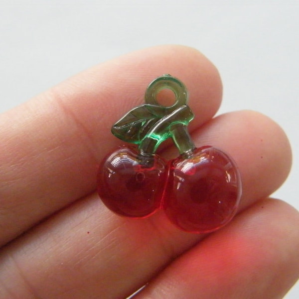 4 Cherries pendants red green acrylic FD624