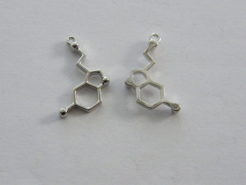 4 Serotonin charms silver tone MD47 image 4
