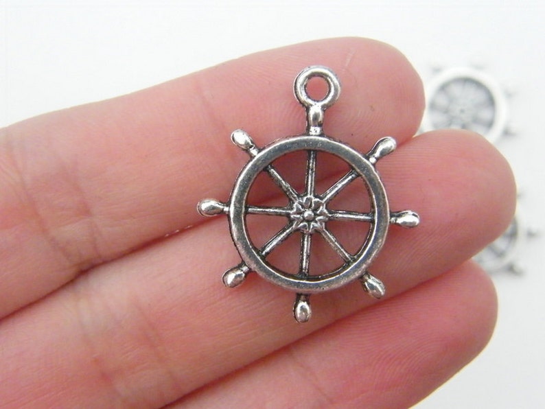 BULK 50 Helm charms antique silver tone SC3