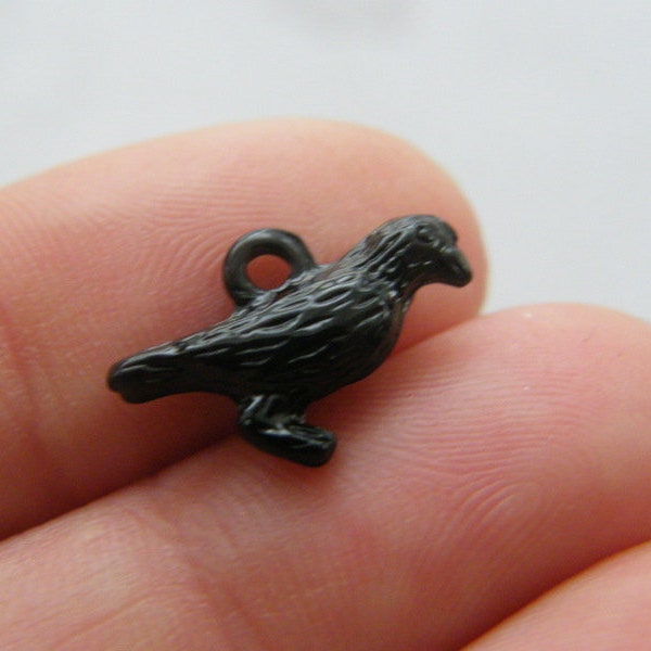 BULK 20 Raven bird charms  black tone B246