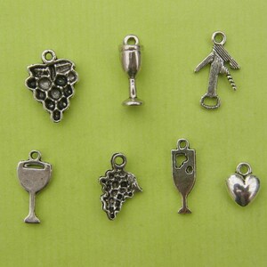 The Love Wine Charms Collection 7 different antique silver tone charms image 5