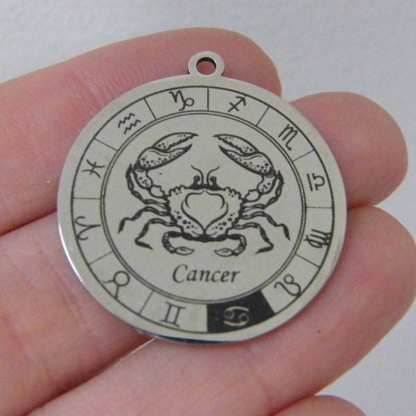 1 Cancer Zodiac star sign pendant stainless steel