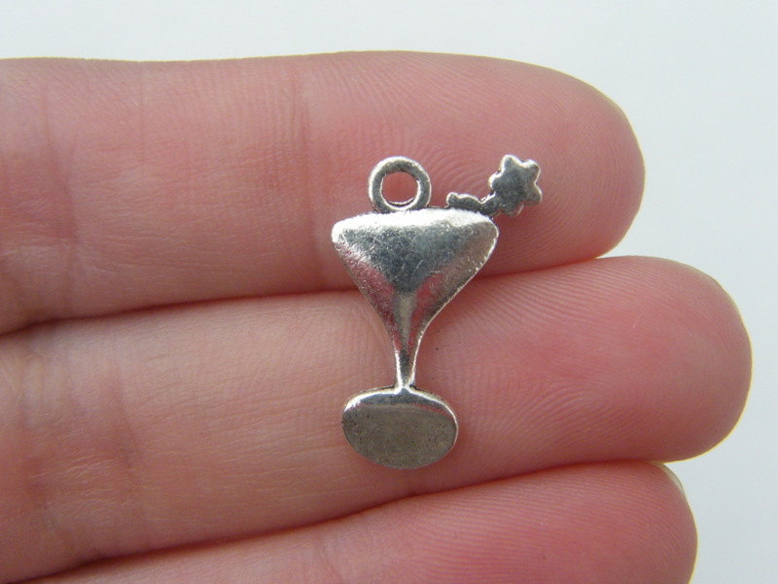 8 Martini Charms Antique Silver Tone FD34 Etsy