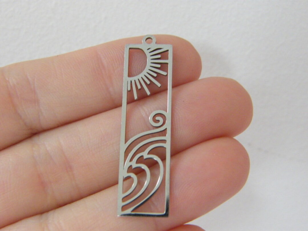 2 Sun Pendants Silver Stainless Steel S326 - Etsy