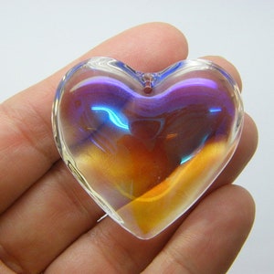 1 Heart pendant clear AB glass H140