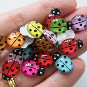 20 cabochons embellissement Coccinelle résine A867 image 1