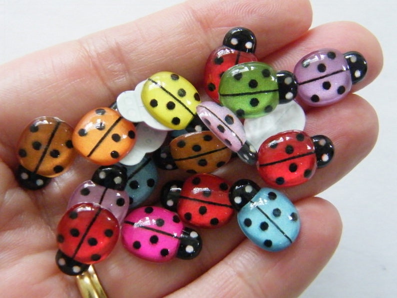 20 cabochons embellissement Coccinelle résine A867 image 1