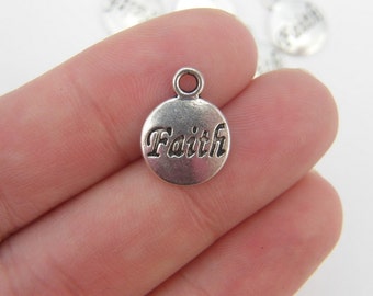 12  Faith charms antique silver tone M357