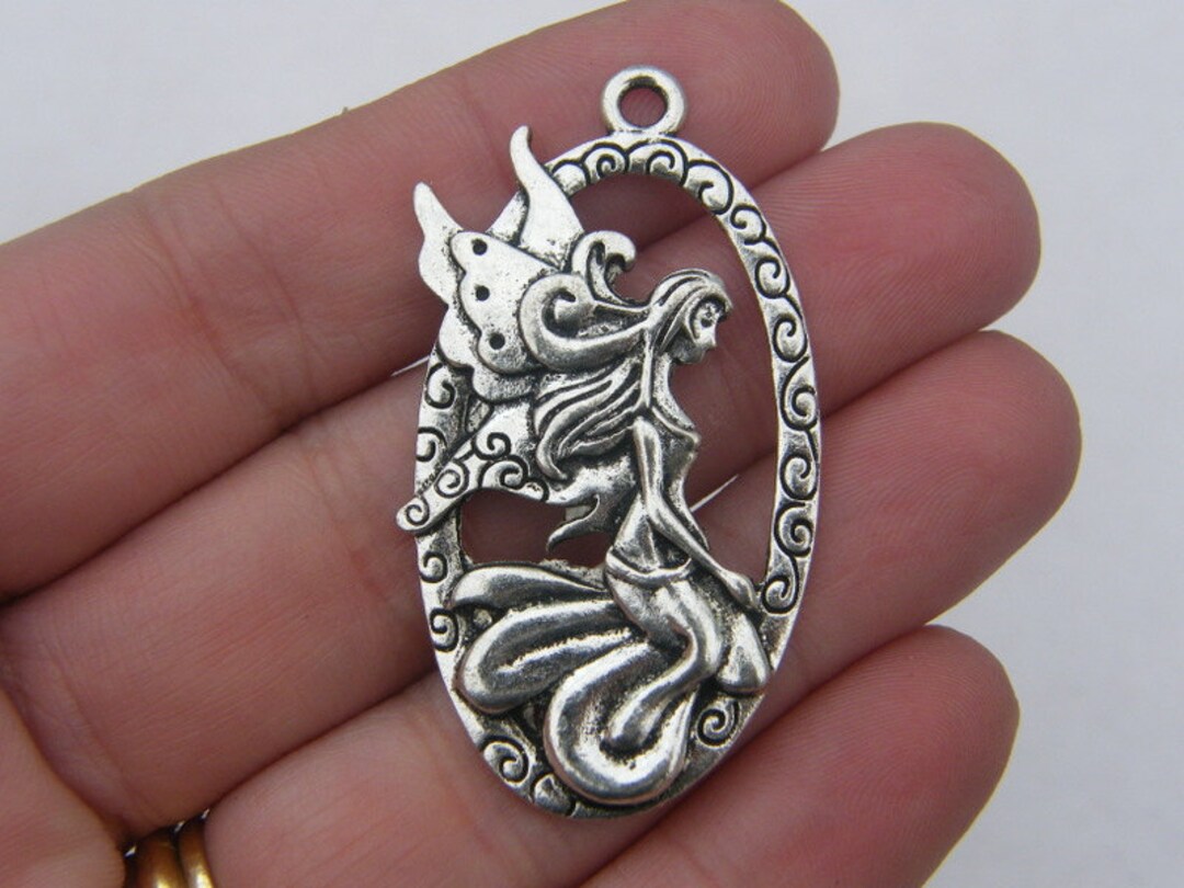 2 Fairy Pendants – Antique Silver Tone – FB6 Charms
