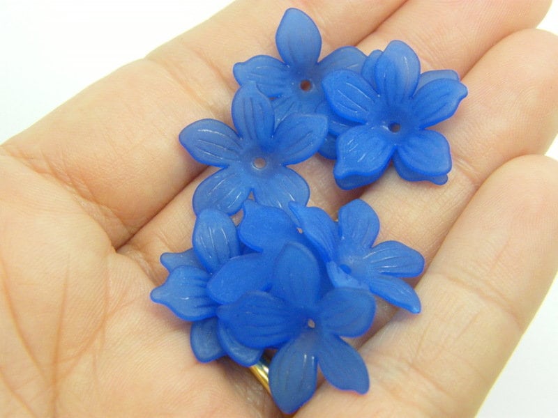 Large Flower Lucite Acrylic Plastic Beads Caps, 30mm, Pack of 15 Mixed  Colours, Red, White, Blue, Pink, Beads for Jewelry Making 