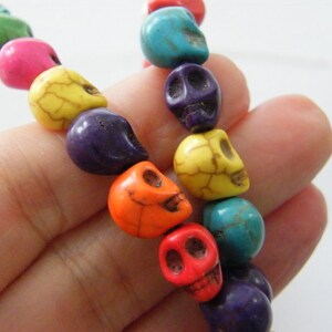 38 Mixed colours skull beads 10 x 8mm SK6 image 2