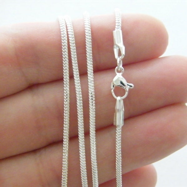 BULK 10 Snake chain necklace 40cm or 16" silver plated 2mm thick