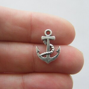 10 Anchor charms antique silver tone FF659 image 2