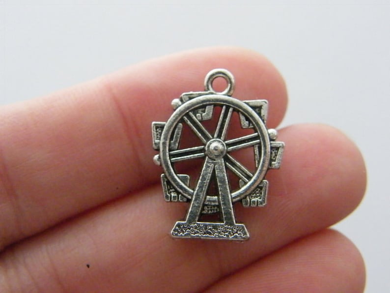 4 Ferris wheel pendants antique silver tone P457 image 1