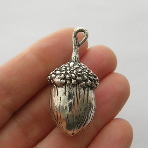 1 Acorn  charm antique silver tone L136