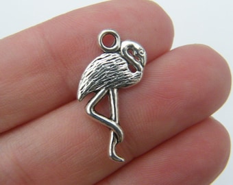 16 Flamingo charms antique silver  B72