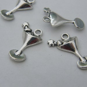 BULK 50 Martini charms antique silver tone FD34 image 4