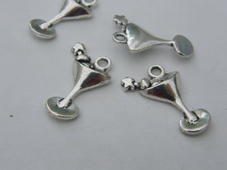 BULK 50 Martini charms antique silver tone FD34 image 4