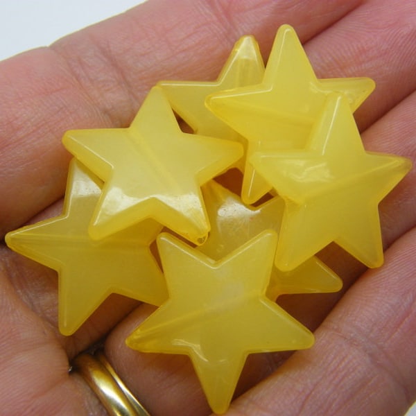 40 Yellow imitation jelly star beads plastic AB785