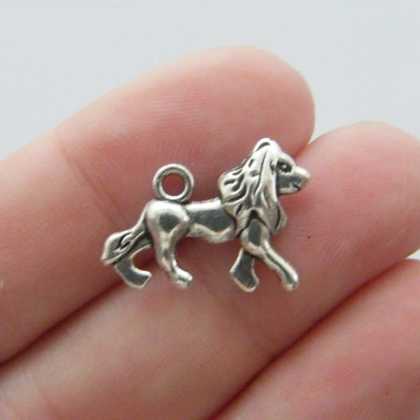 10 Lion charms antique silver tone A39