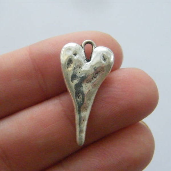 6 Heart pendants  silver tone H139