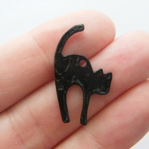 BULK 30 Halloween cat charms black HC115 image 1