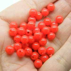 120 Red round 6mm beads acrylic AB575 SALE 50% OFF image 2