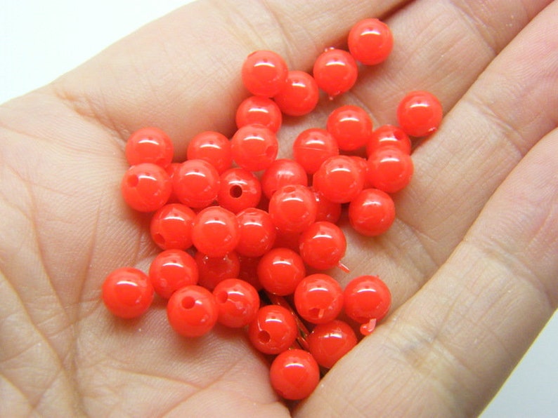 120 Red round 6mm beads acrylic AB575 SALE 50% OFF image 2