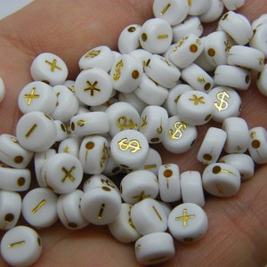 7MM White/Rose Gold Heart Beads, Flat Round Beads, Rose Gold Heart Beads  For Jewellery Making