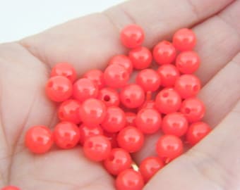 120 Red round 6mm beads acrylic AB575 - SALE 50% OFF