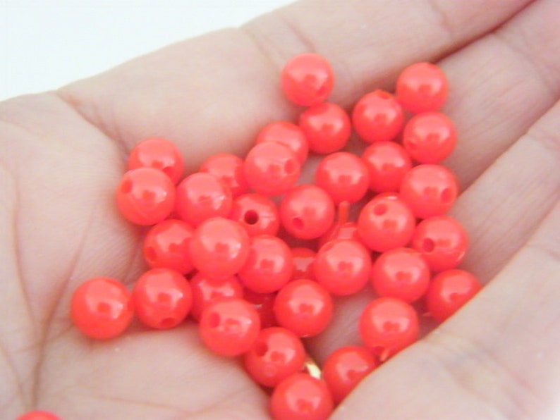 120 Red round 6mm beads acrylic AB575 SALE 50% OFF image 1